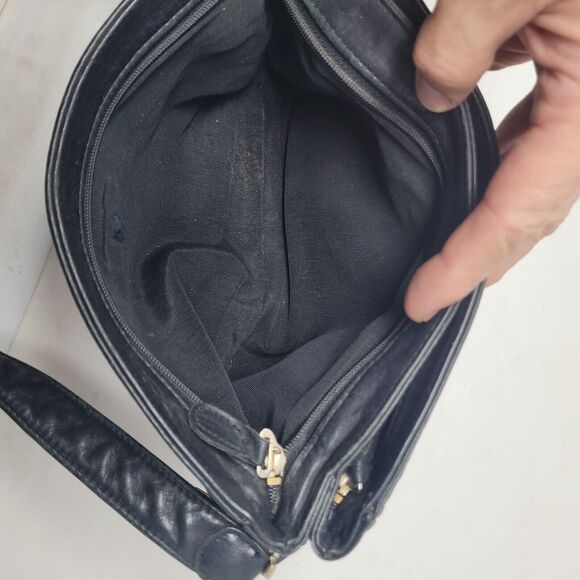 SAS Black Fine Leather Handbag Purse Shoulder Bag Crossbody HandMade In USA San - Picture 6 of 8